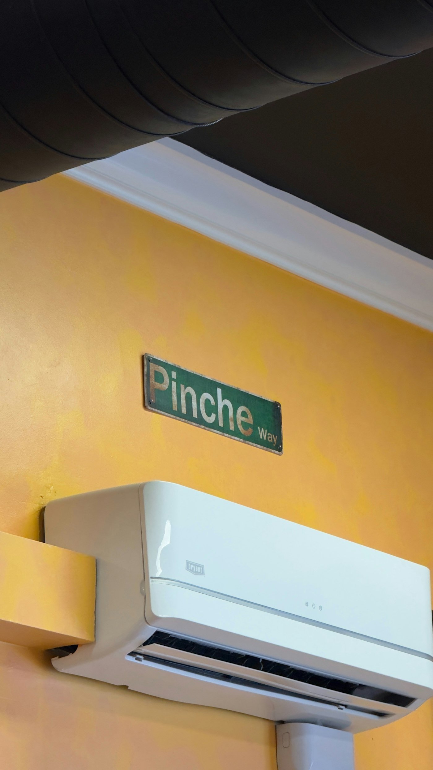 Ductless mini split air handler mounted on a wall